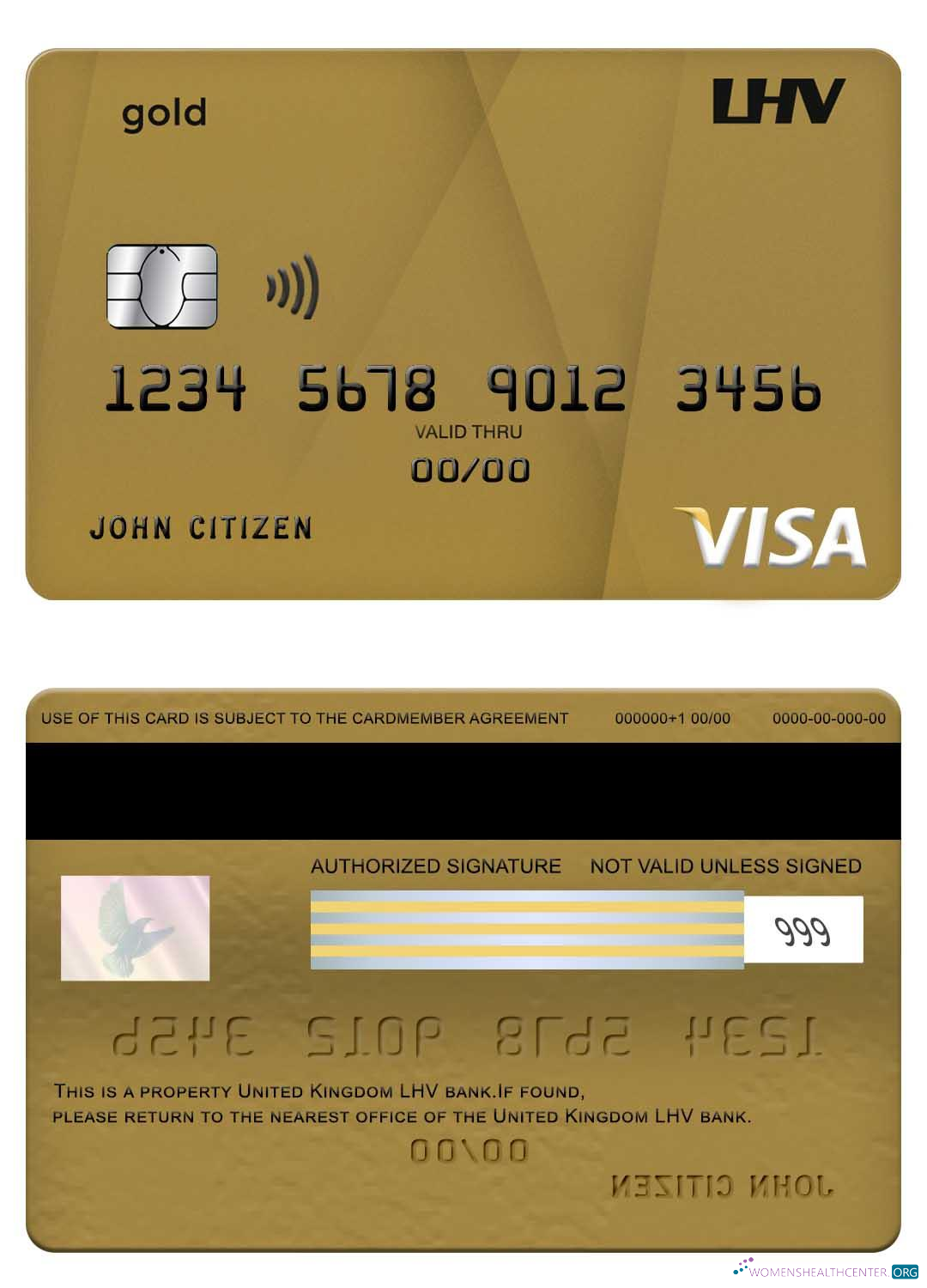 Download United Kingdom LHV bank visa gold card Photoshop template